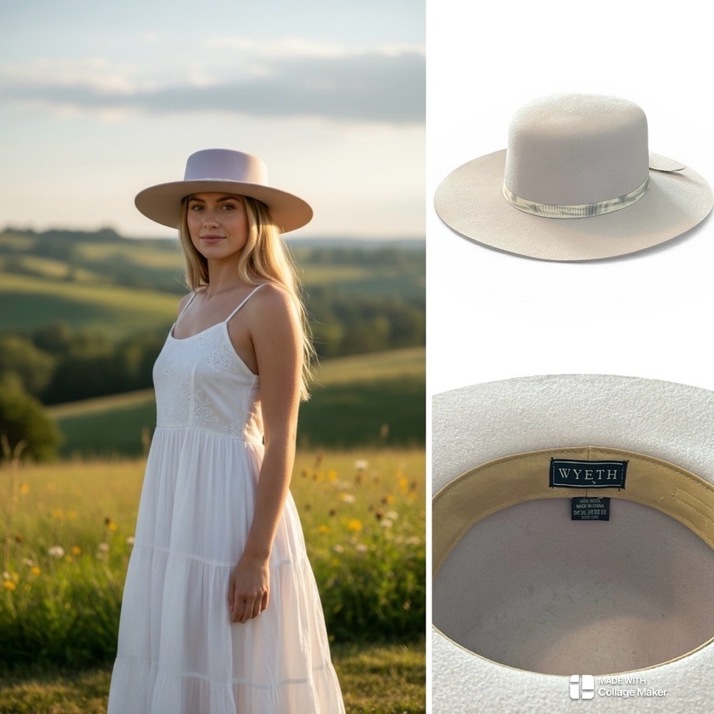 Anthropologie rare Wyeth wool pale lilac boater hat